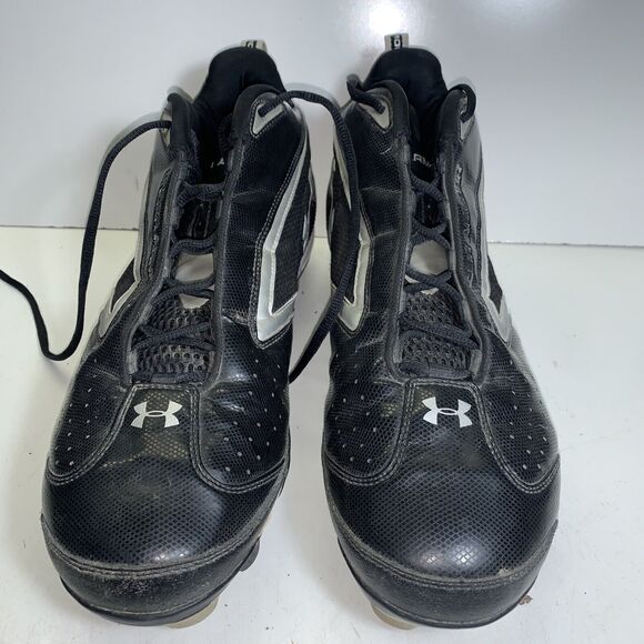 UNDER ARMOUR Mid FOOTBALL CLEATS BLACK/SILVER Men's US Size 12 - Picture 2 of 16